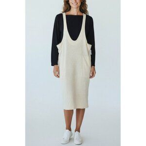 Free People Beige Sleeveless Jumper Dress With Black Long-Sleeve Undershirt Size